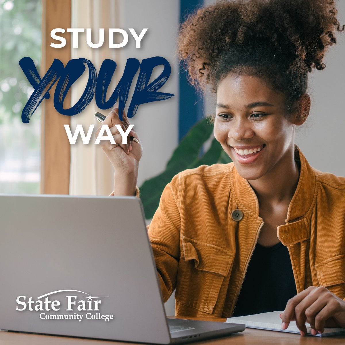 sfccmo's tweet image. Study YOUR way with State Fair Community College. 

Besides our physical campuses, SFCC offers online study options, allowing you to study on your time, your way. Learn more about our modalities of study here: ow.ly/zCw450Robhi

#leaveready #onlinedegrees #communitycollege