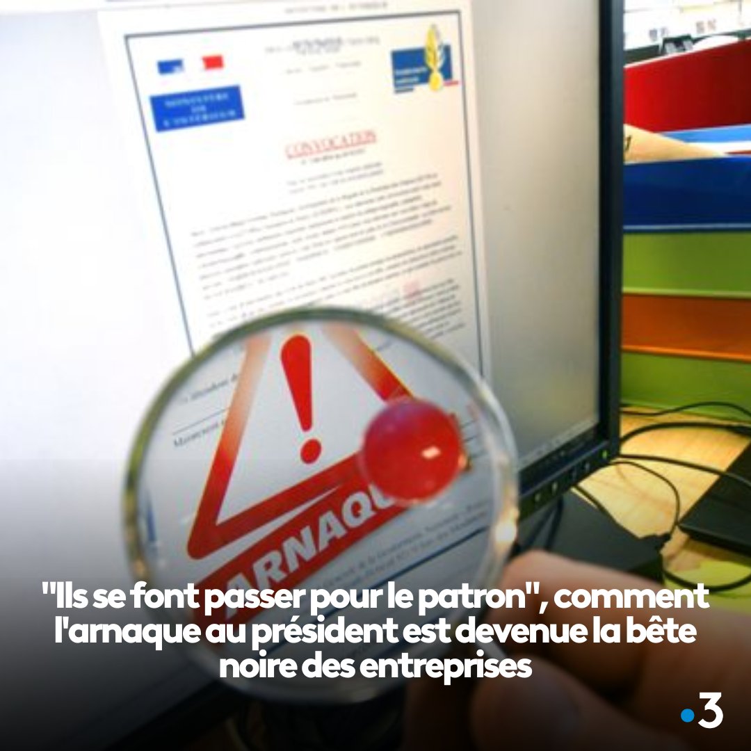 'Ils se font passer pour le patron', comment l'arnaque au président est devenue la bête noire des entreprises Article à lire ici : france3-regions.francetvinfo.fr/bretagne/finis…