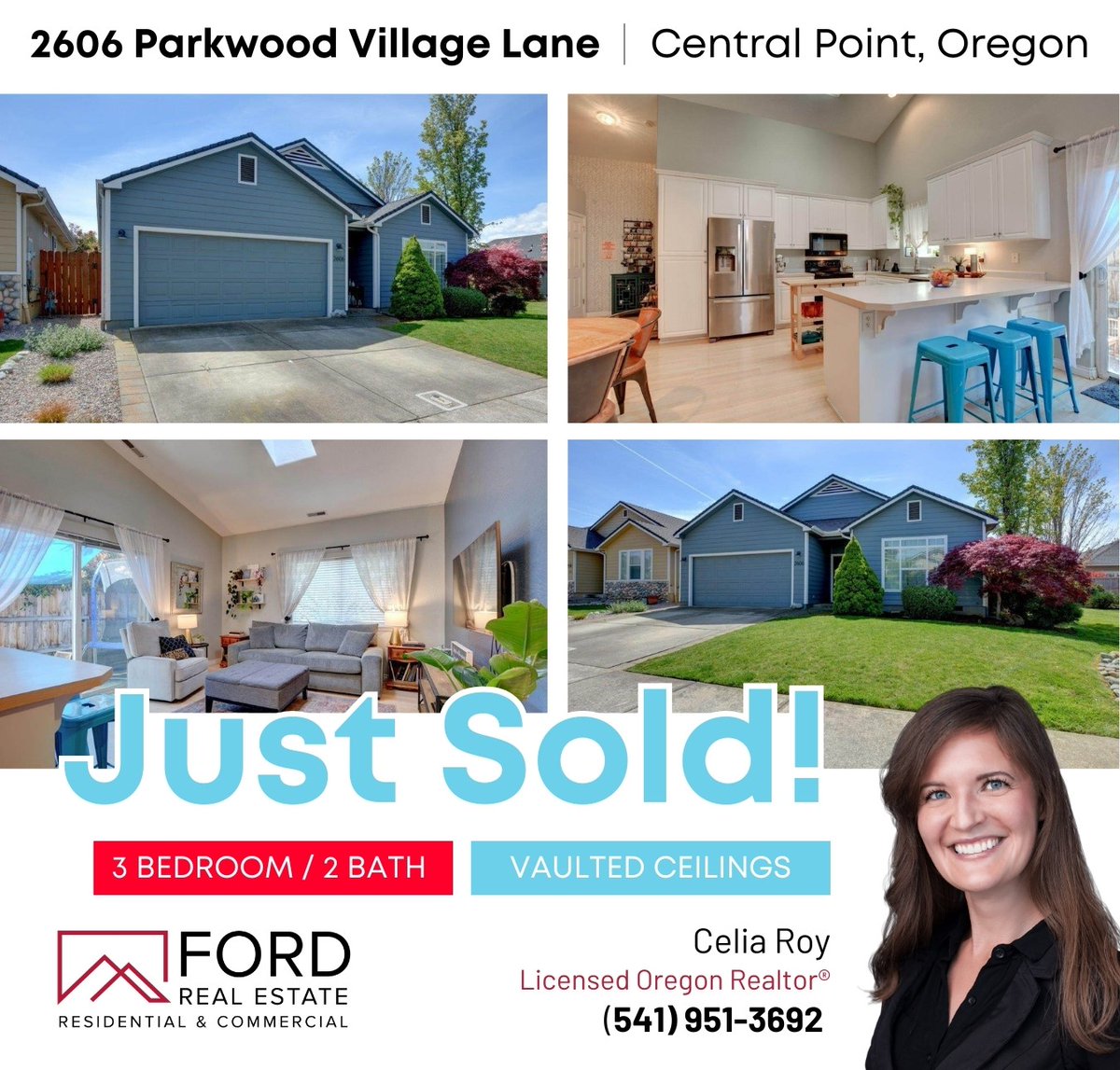 2606 Parkwood Village Ln, Central Pt, OR is now off the market! Congrats to Celia Roy, her buyers, and her sellers! #JustSold #CentralPoint #RogueValley