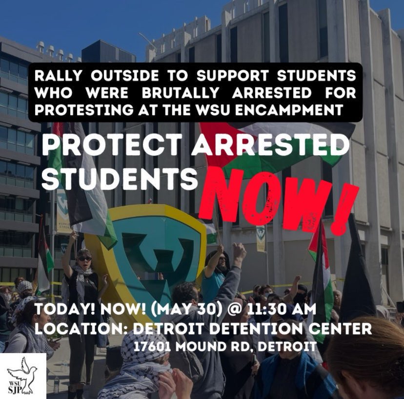 DETWILLBREATHE's tweet image. Rally outside DDC to support students who were brutally arrested at the WSU encampment for Gaza

maps.app.goo.gl/PAaRQ5ChsjL7BV…