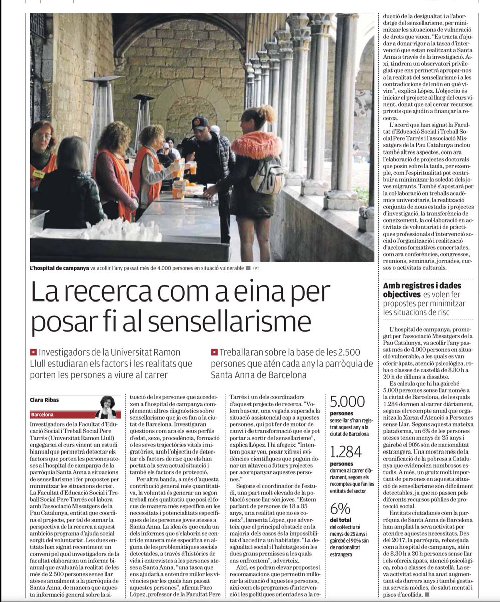 Avui al @elpuntavui es parla de @hospitalcampany
📸 @lluisrugama
#ruguifoto #quenopatilamaquina #fotoperiodisme #projecta2024 #hospitalcampañasantaanna #solidaritat #volunteriat #gentvulnerada #sensellarisma #ningudormintalcarrer #sensesostre #saludsensesostre #somdelmón