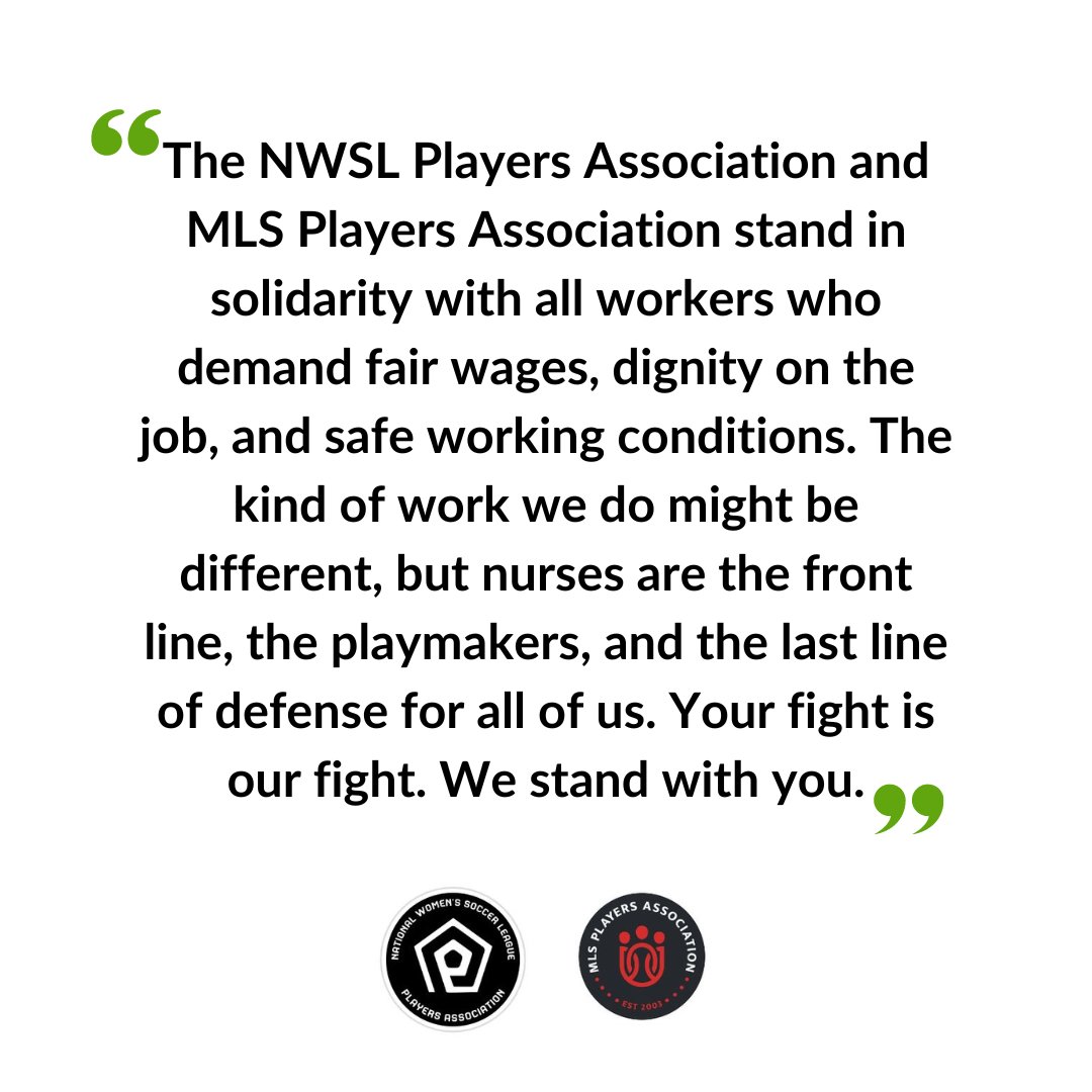 Today Providence nurses and healthcare professionals are holding a press conference at Providence Park in Portland, home of the Timbers and Thorns. Ahead of this event NWSL Players Association and MLS Players Association reached out to us to share their support!