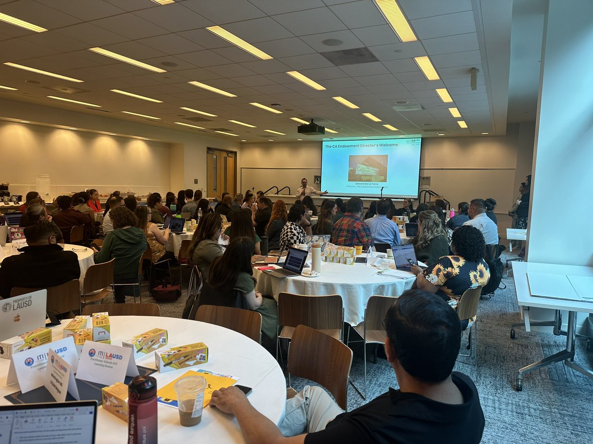 Excited to gather w/ our @LASchools Practitioner Schools for the End of Year Learning Session! Today will be a celebration of a year’s worth of professional learning around #CS4LAUSD & #DigCitLA. Opening the day with remarks from our Director, coordinators, & @CalEndow Director.