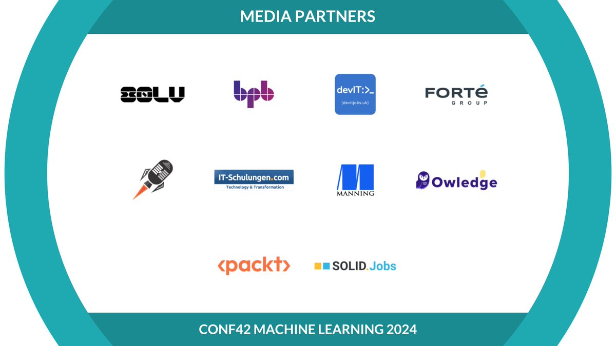 📺Meet the Media Partners of #Conf42 #ML 2024!
🤩Many thanks for your support!🤩

👉@80Level
👉@bpbonline
👉@DevITjobs
👉@ForteGrp
👉@infosec_events
👉@ITSchulungencom
👉@ManningBooks
👉@theowledge
👉@PacktPublishing
👉@SolidJobs

#TechEvent #AIMediaPartners