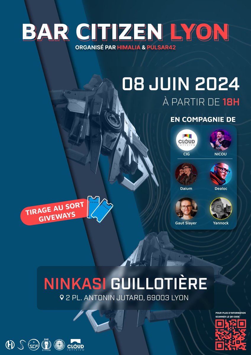 DiscordSCF's tweet photo. Au fait ! on a peut-être oublié de vous dire... 🫢 
Concernant le #BarCitizen de #Lyon au @NinkasiFR Guillotière ce Samedi 8⃣ Juin 🗓️
Nous aurons le plaisir de recevoir @NicouLenny Community Manager de notre belle francophonie de @RobertsSpaceInd #StarCitizen 😬 https://t.co/uo3NBqVglm
