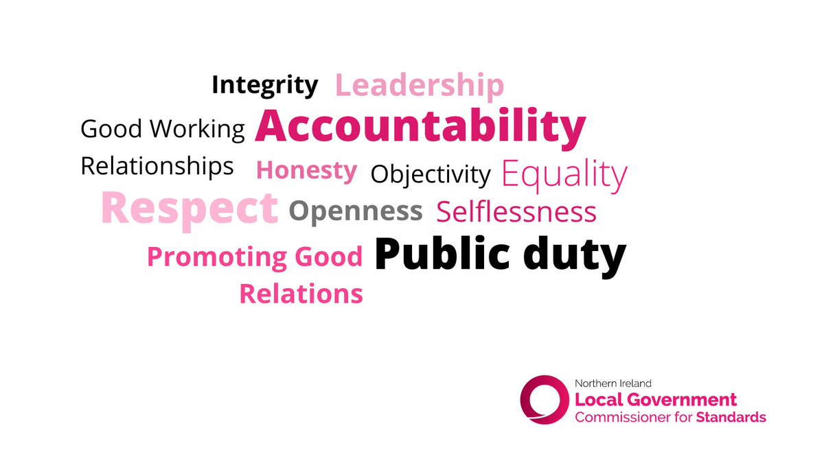 LGCS_NI's tweet photo. The Councillor's Code of Conduct is based on 12 principles which are intended to promote the highest possible standards of behaviour.  

Read about the Code at: https://t.co/lEzpKxXcOa https://t.co/SyZl5aEG6C