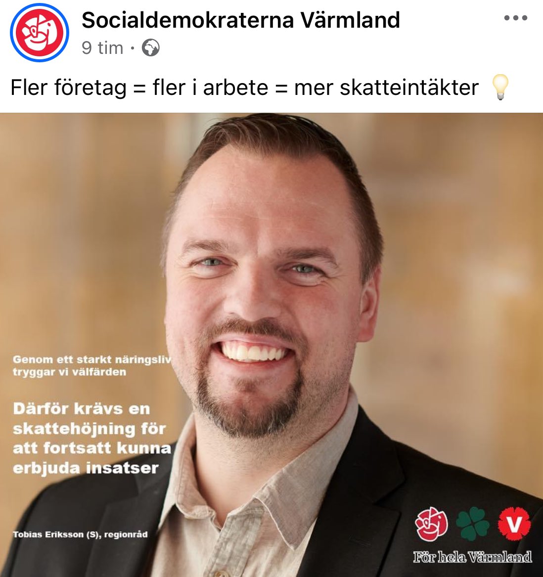 Socialdemokraterna höjer skatten i Värmland…för att det kommer ge fler företag (???) 

Var är logiken?