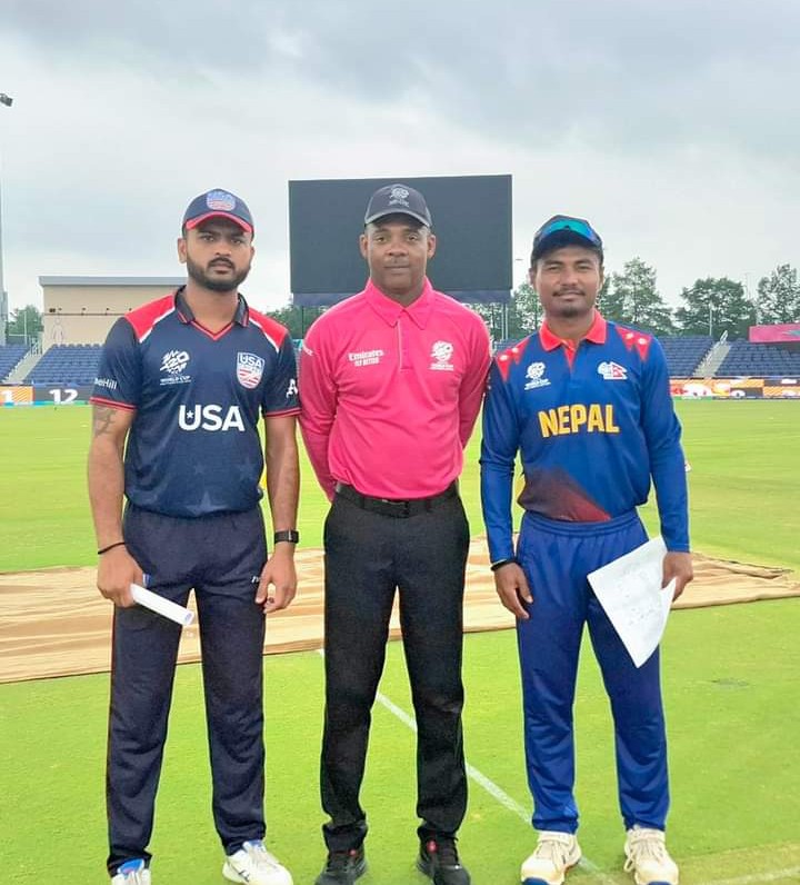 associate_cric's tweet photo. USA have won the toss and are batting first in todays showdown 🏏

#T20WorldCup https://t.co/Gri7NyvJDm