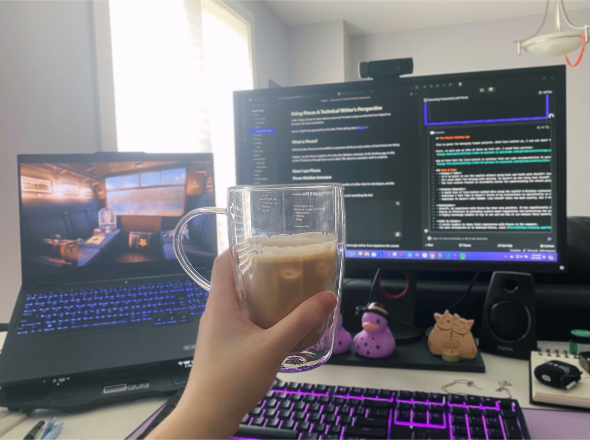 Today I'm drinking coffee & using the @getpieces Obsidian extension to help with some final edits for an article😊 Also, I'm getting excited for the group coffee chat space later today! Hope to see you there😄
