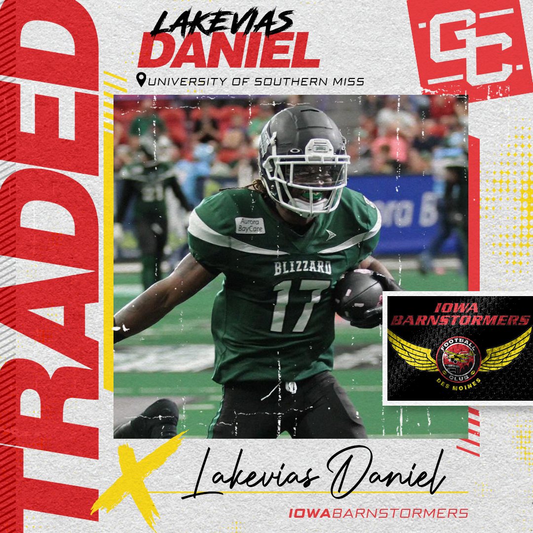 Our #TGCathlete Lakevias Daniel has been traded to the Iowa Barnstormers and we wanted to wish him the best of luck in his new digs #thegridironcrew #IFL #iowabarnstormers @Lakevias1