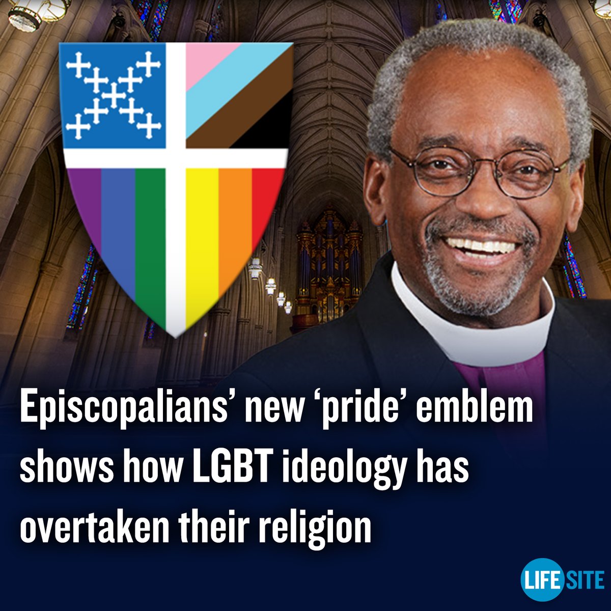 With 75% of Episcopalians’ new emblem devoted to ‘LGBTQ+’ ideology, Christ may soon be nothing more than a footnote for the dying – suicidal – Episcopal church. MORE: lifesitenews.com/blogs/episcopa… #Episcopalian #Church #LGBT #Faith #news