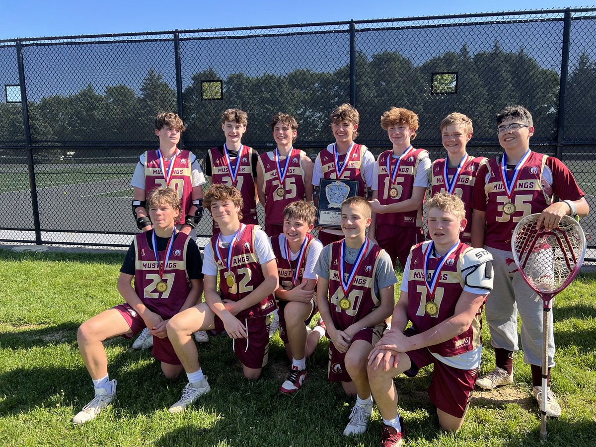 stmattslax's tweet photo. Congratulations to our St. Matthew State Champions as they move on to their respective high schools.  This group went a combined 43-5-1 from 6th-8th grade and culminated with a DII State Championship.  They leave a high standard of leadership and success on Mustang Lacrosse. https://t.co/RhPECvA95f