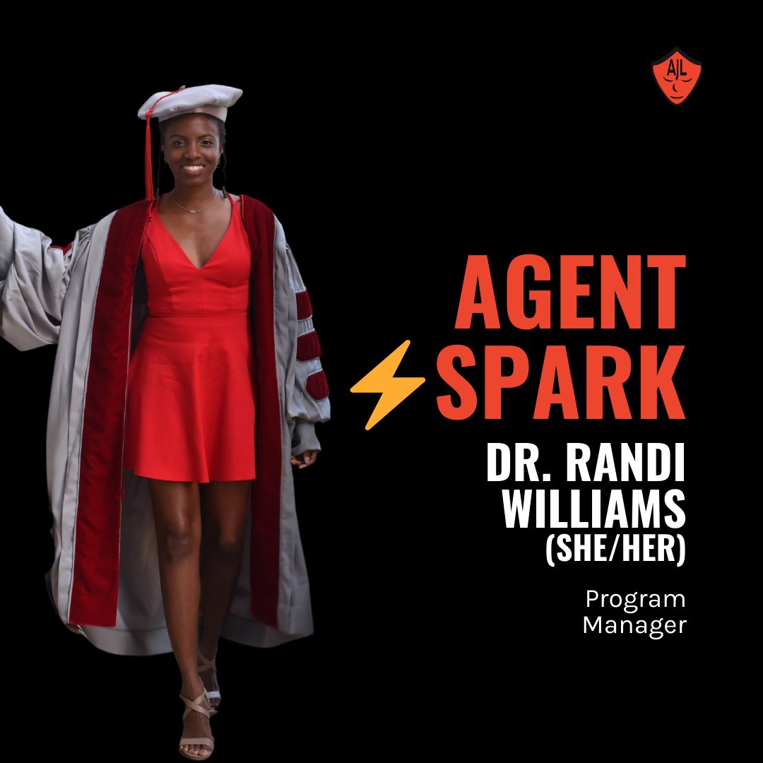 We want to take this opportunity to congratulate the Class of 2024, including our own newly minted Dr. Randi Williams!

Dr. Williams, aka ⚡Agent Spark⚡recently joined AJL as our new Program Manager. She is passionate about justice at the intersection of community and
