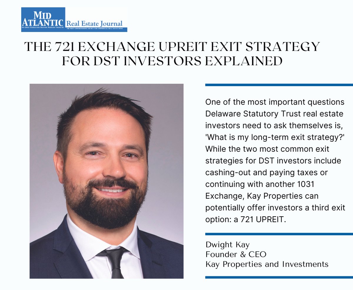 Planning your DST investment's next move? Check out the latest #MAREJ article on the benefits of a 721 UPREIT Exchange by Dwight Kay, @Kay_1031DST. Read more: tinyurl.com/KPI-721-Exchan… #RealEstate #InvestmentStrategies #TaxBenefits