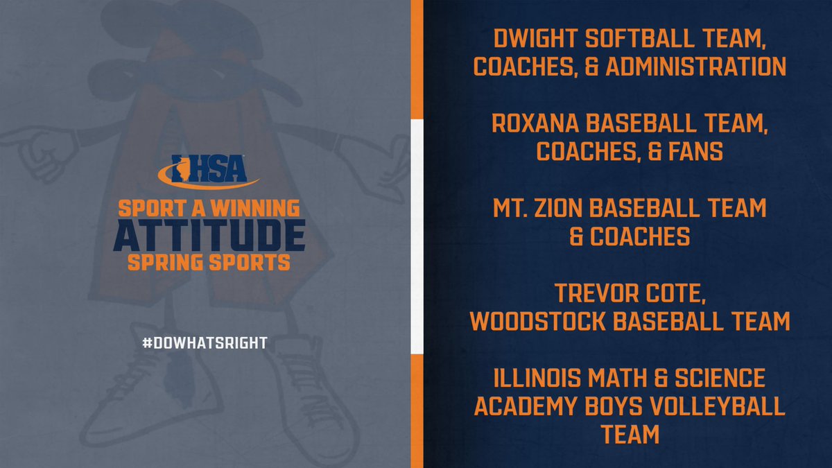 IHSAddATude's tweet image. Before this weekend’s State Finals begin, let’s recognize these teams, individuals, and fans for Sporting A Winning Attitude in the month of May. Your positive displays of #sportsmanship were recognized by @IHSAOfficials. Congratulations and thanks for doing what’s right!