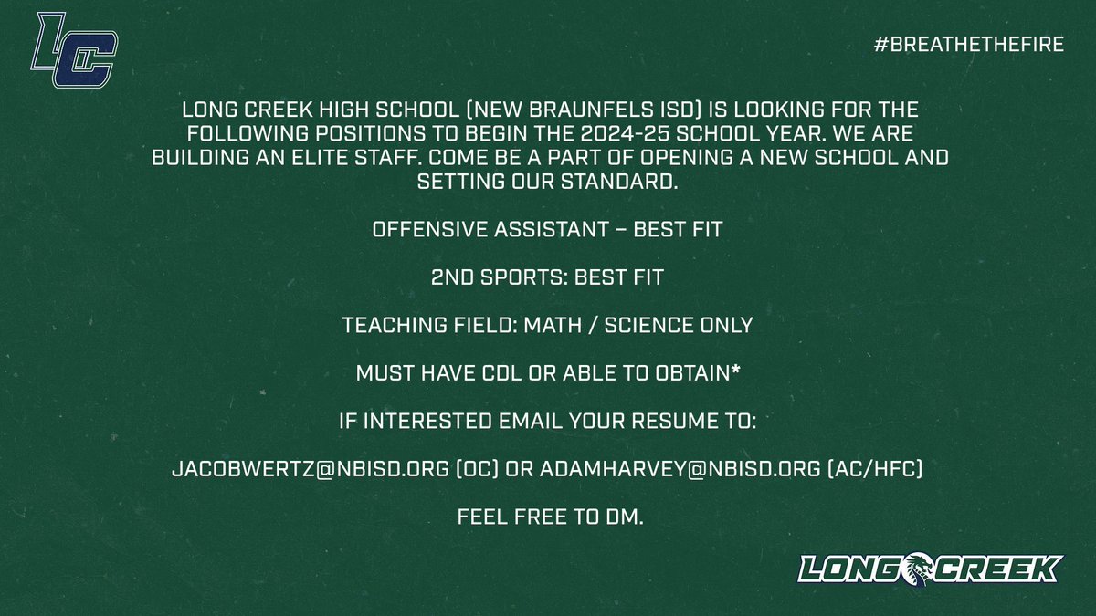 Looking for a DUDE! Must be a stud in the classroom and on the field! Come be apart of building something special! @Matt_Stepp817 @THSCAcoaches @HispanicTXHSFB
