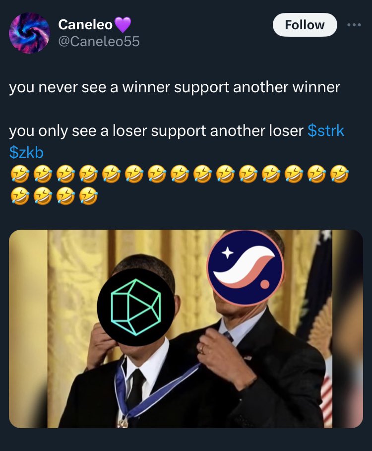 TokoCryptoPedia's tweet photo. @CryptoTraalala @StarkWareLtd @zksync @0xPolygon @PolyhedraZK Lol 🤡🤡🤡 https://t.co/E4Wl5sAlfY