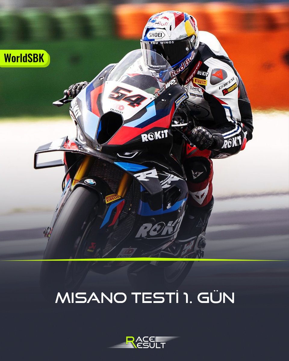 📢Misano'da ilk gün sona erdi! 📌Toprak Razgatlıoğlu, 1:32.663'lük rekor turuyla (2023'te Bautista'nın pole aldığı tur süresi 1:33.017 idi) günü lider tamamladı. 1. Toprak Razgatlıoğlu 1:32.663 2. Nicolo Bulega 1:32.731 3. Alvaro Bautista 1:33.151 4. Jonathan Rea 1:33.206 5.