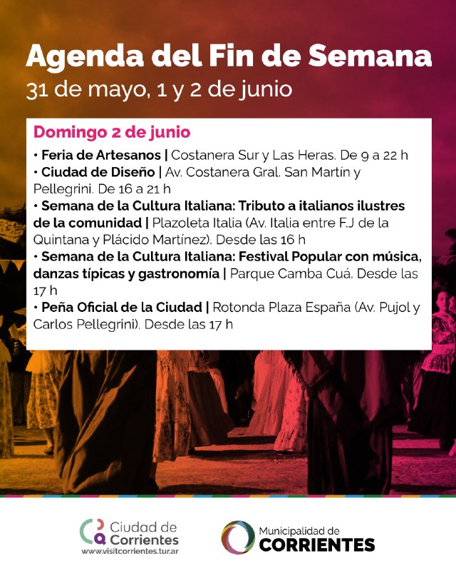 Despedimos mayo y arrancamos junio con múltiples propuestas para que disfruten las familias 🥰 Este fin de semana, podrán sumarse a actividades culturales, recreativas y deportivas en nuestra #CiudadDeEventos 🤩 ¡Los esperamos!