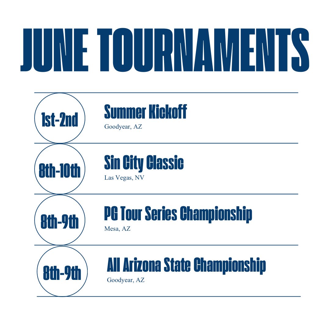 PG_FourCorners's tweet photo. June is PACKED full of tournaments ranging from Arizona all the way up to Canada. We look to see everyone compete this month!
#perfectgame #pgyouthbb #pgscouting #pgfourcorners #pgaz https://t.co/Dz1ifmPmFv