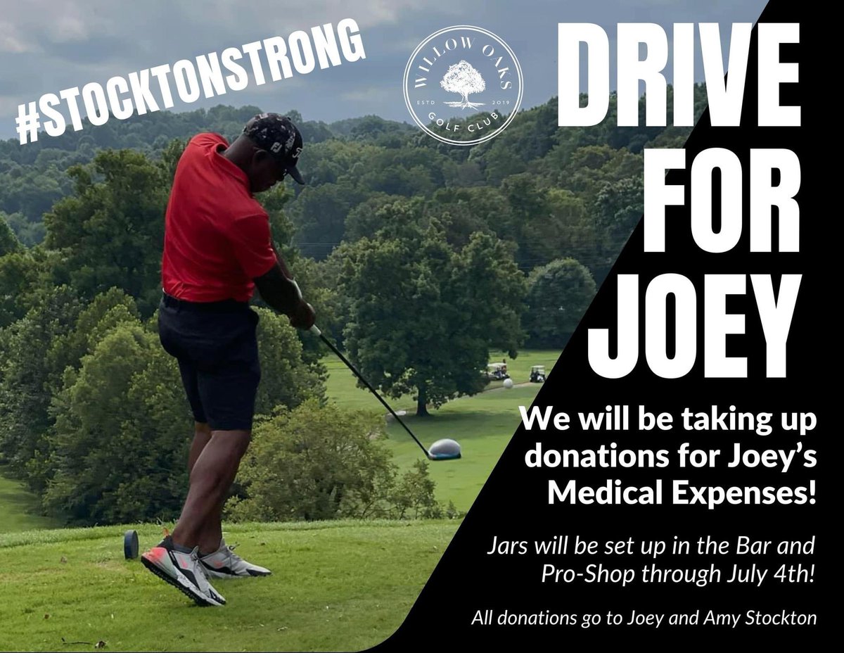 If you’ve ever met Joey Stockton, you know he has a larger than life personality!! Joey is ALWAYS willing to lend a hand or offer you words of encouragement! 

❤️Your Willow Oaks Golf Club family loves you BIG! ❤️

#StocktonStrong