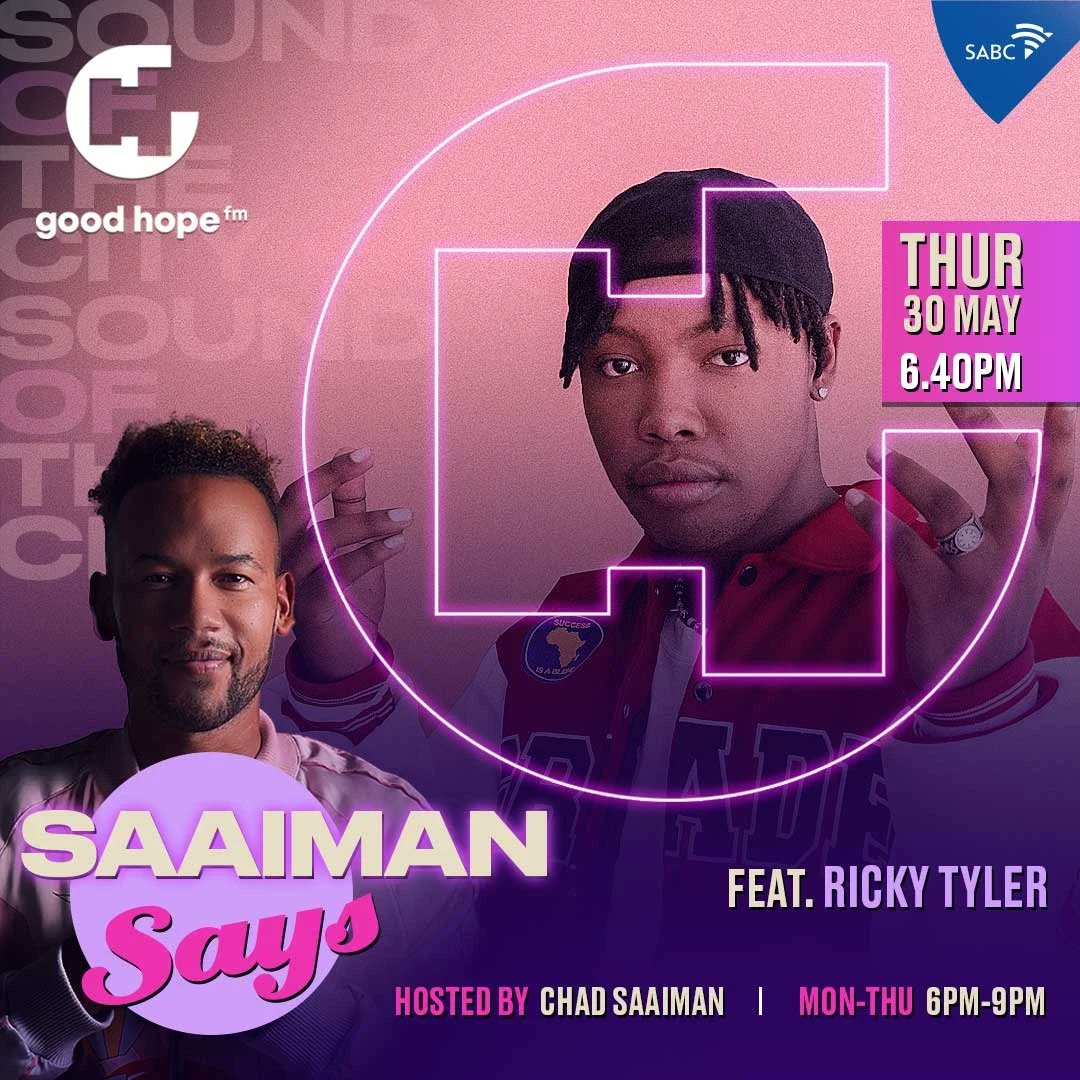 Coming up on #SoundOfTheCity

R&B/Hip Hop artist @rickytylershow  joins @chadsaaiman on #SaaimanSays off the back of his latest release, 'Hold On'

Tonight 🌙 #capetownsoriginal📻❤