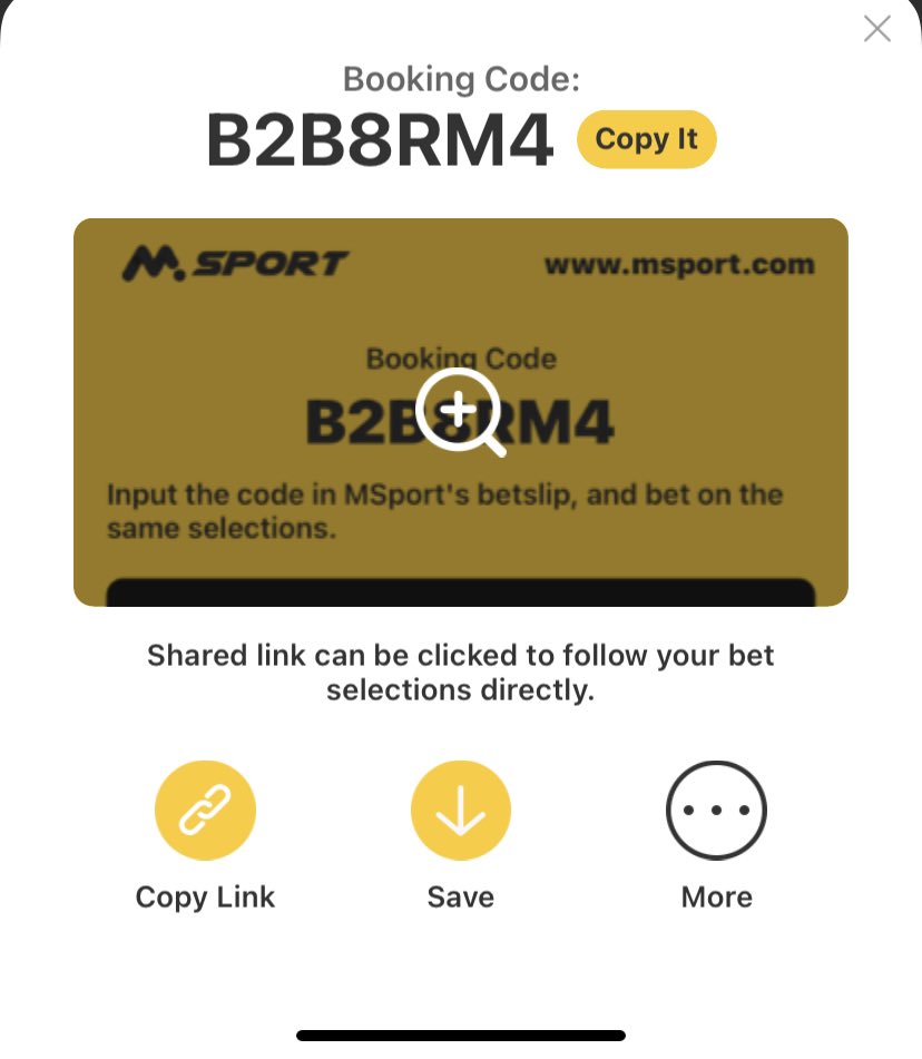 BET OF THE DAY ON MSPORTS 

Code ➡️ B2B8RM4

Not on Msport? 

Join today 👉 cutt.ly/nerWfkBM

Welcome Offer Up to 500,000 naira.