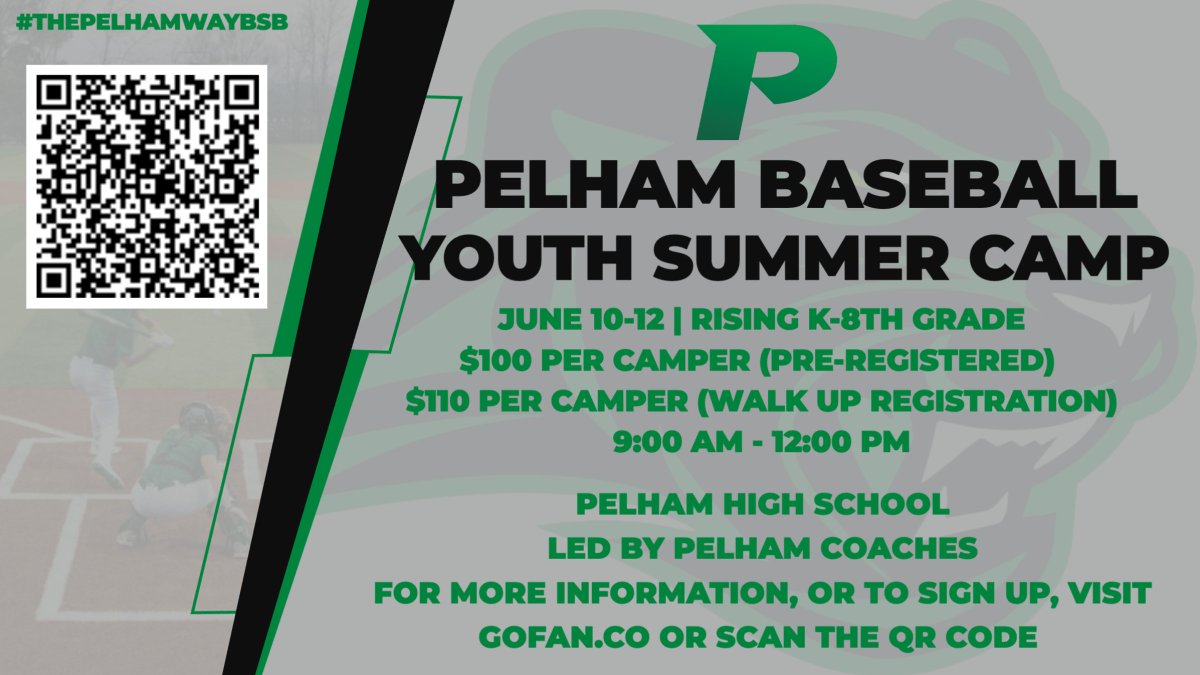 ThePelhamWaySOC's tweet photo. Youth Baseball Camp is just over a week away! Make sure to register today!

@ThePelhamWayBSB
@ThePelhamWayAD
@ThePelhamWayPRN 
@PelhamSchools 
@glhoward12 https://t.co/ajVNFjGpF4