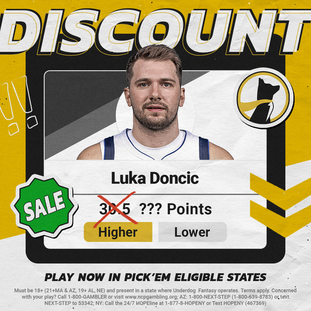 Set tonight's promo for Luka Doncic 🤝 For every 500 reposts, we will discount Luka's Points projection by 3.0 ⬇️