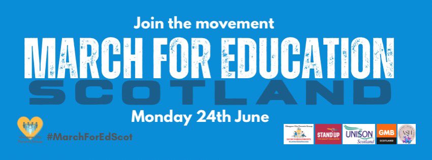 We need pupils, parents, teachers, & school staff to stand united to show Scottish Government that we will not allow them to not prioritise education in Scotland. 
Spread the word, join the movement, be heard tickettailor.com/events/glasgow…

#MarchForEdScot
#LetOurKidsFlourish