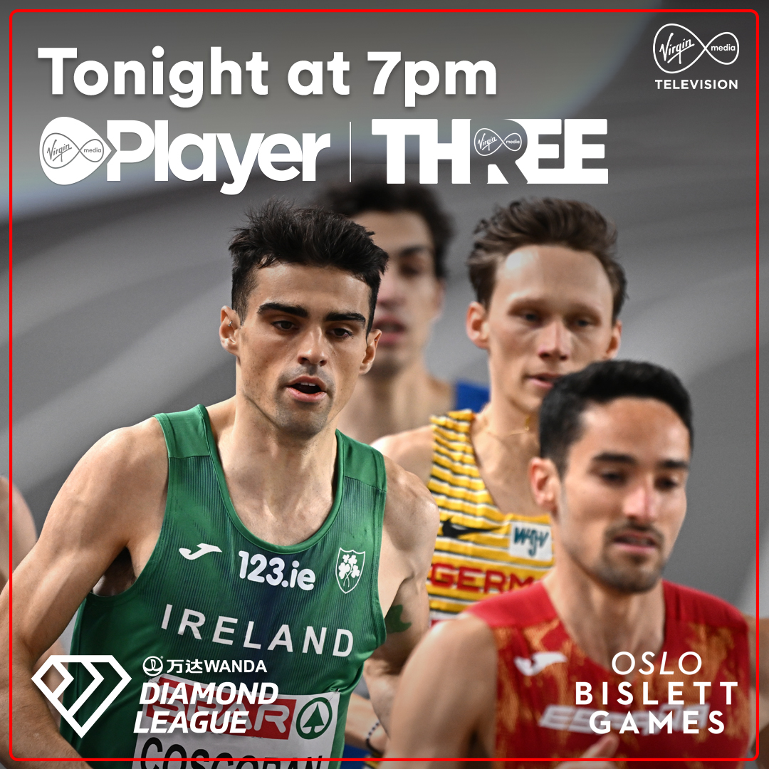 𝐃𝐢𝐚𝐦𝐨𝐧𝐝 𝐋𝐞𝐚𝐠𝐮𝐞 𝐍𝐢𝐠𝐡𝐭! 💎 Three Irish athletes in action! Andrew Coscoran, Brian Fay and Mark English! Live from 7pm on Virgin Media Three. #OsloDL | #DiamondLeague