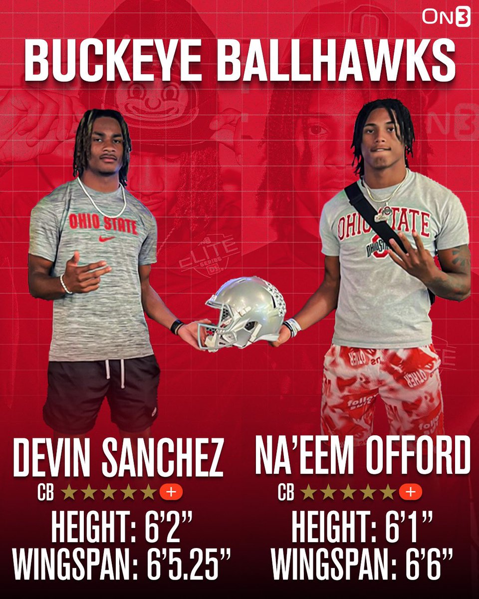 Five-Star Plus+ Ohio State CB commits Devin Sanchez and Na’eem Offord had impressive measurements at the On3 Elite Series🌰👀 Read: on3.com/news/all-lobby…