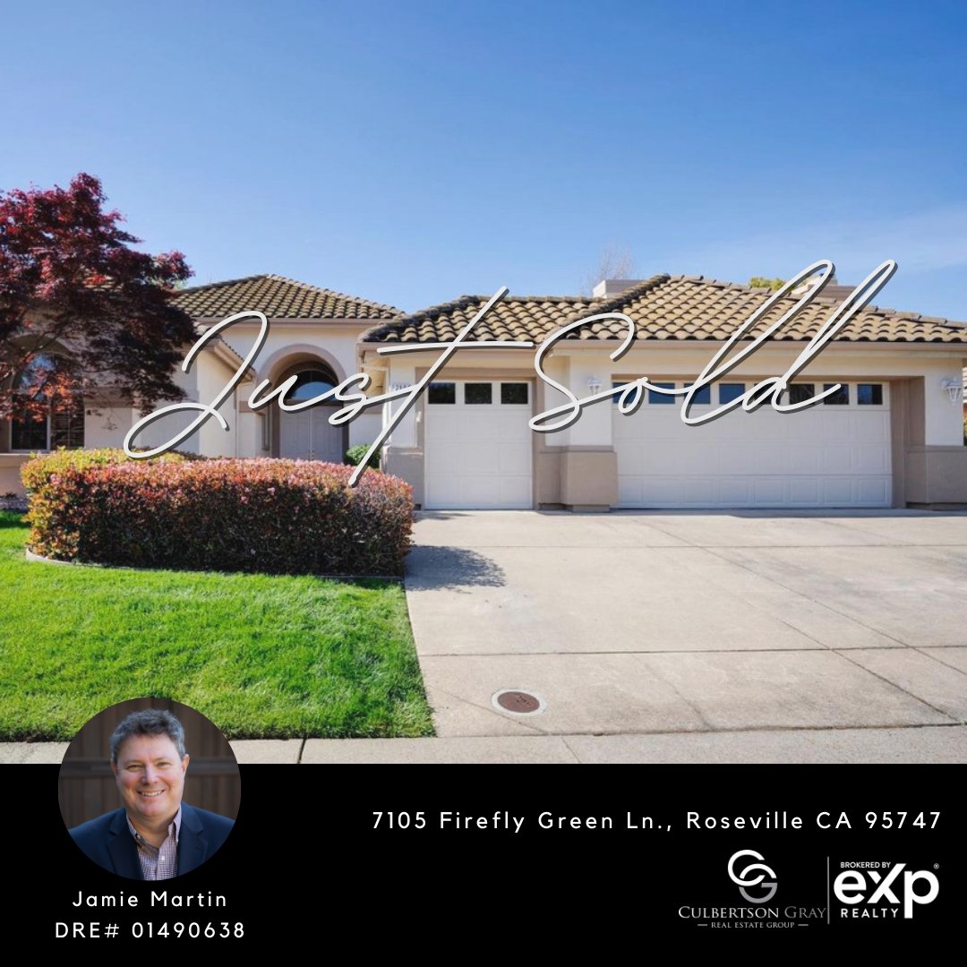 SOLD! Congratulations Jamie Martin and clients for closing on your beautiful home in Roseville, CA. All the best in your new home!

#culbertsonandgraygroup #culbertsonandgray #realtor #realestate #justsold #sold #brokeredbyeXprealty #exprealtyproud #expproud