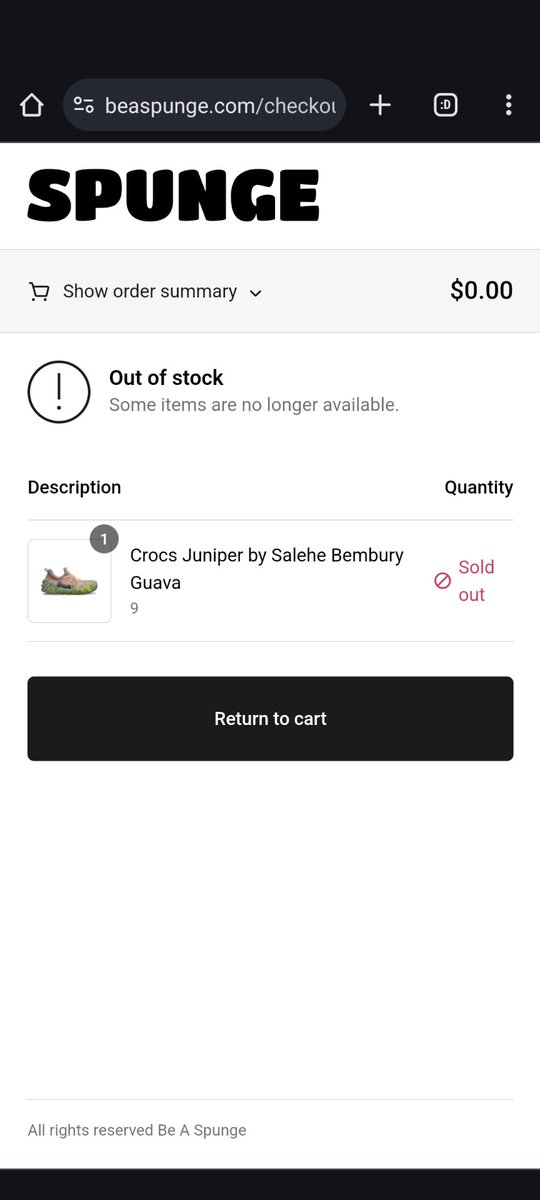 Salehe Bembury x Crocs Juniper 'Guava' cop was a bust. 1. I didn't get the email with the code. I got the code from an X thread (thanks X) 2. They let me put in my credit card and mailing information, but I still didn't win🙄🙃