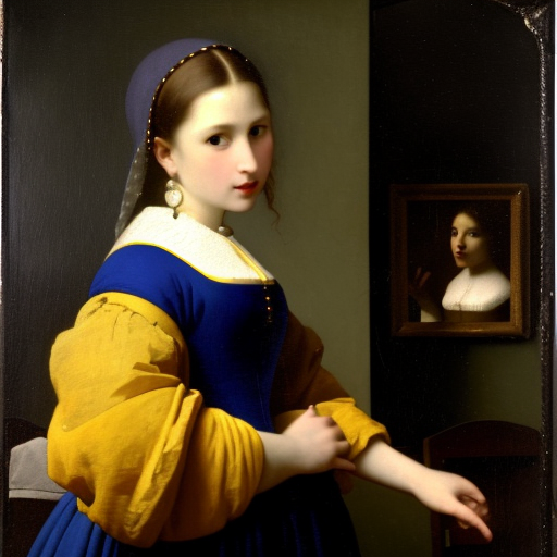 Vermeer AI Museum exhibition #vermeer #AI #AIart #AIartwork #johannesvermeer #painting #フェルメール #現代アート #現代美術 #当代艺术 #modernart #contemporaryart #modernekunst #investinart #nft #nftart #nftartist #closetovermeer Girl with blue hood