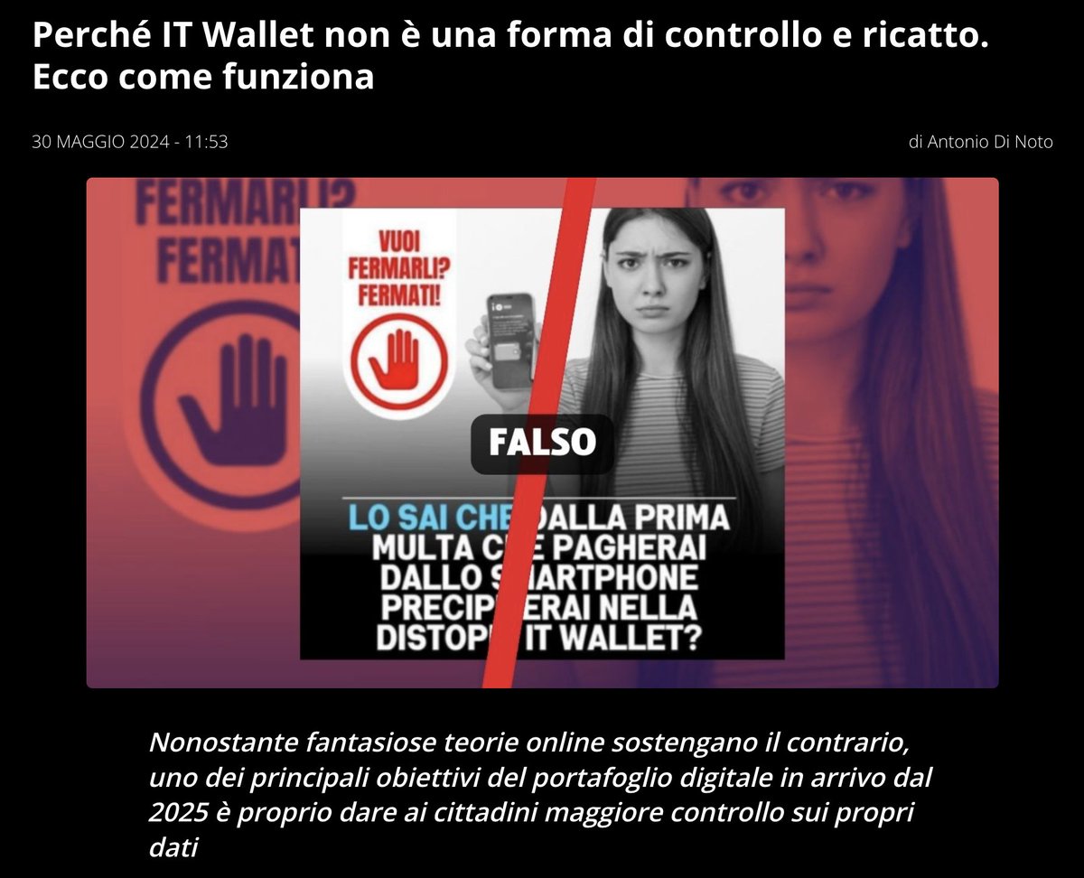 #ITWallet: approfondimento ed info da parte di @prevenzione (lato #Privacy) e @relationsatwork (lato tecnico) potrebbe tornare utile.
Via, @Open_gol
open.online/2024/05/30/it-…