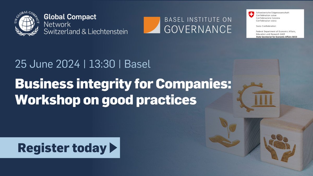 Join us in Basel for a transformative workshop on combating corruption and promoting ethical business practices! ✨

In collaboration with UN Global Compact Network Switzerland &amp; Liechtenstein and SECO Economic Cooperation and Development , we invite companies, organisations, and
