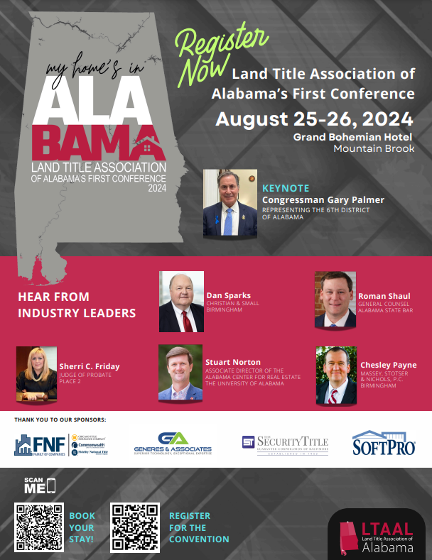 titlelawyerjoe's tweet photo. Registered today for the FIRST EVER conference of the Land Title Association of Alabama. Great lineup and a great chance to visit with all my colleagues in the @ALtitleindustry https://t.co/g6ldwWfhNv