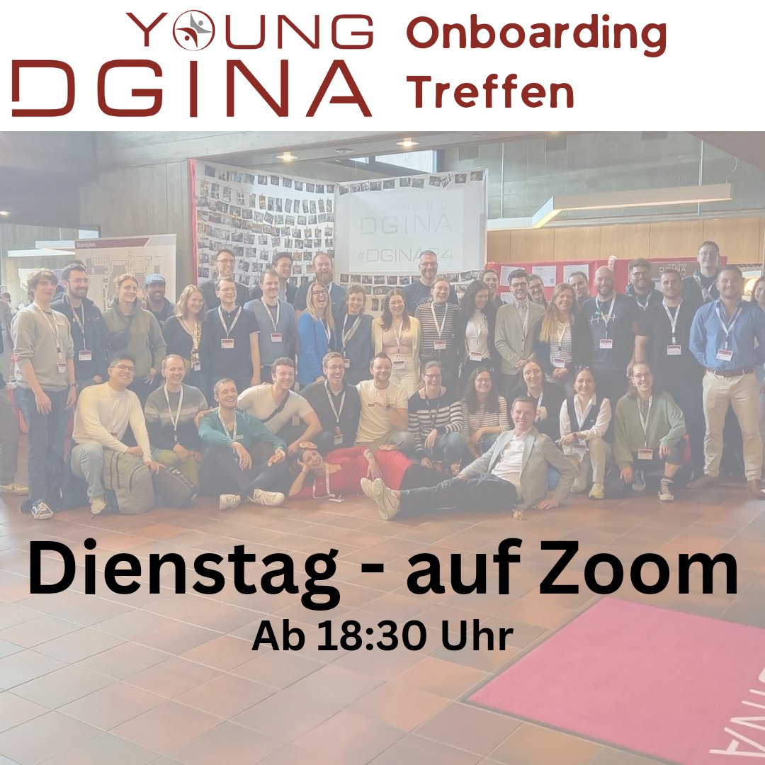 We need you for YoungDGINA! 🔎

Wir sind in den letzten Jahren stetig gewachsen und in immer mehr Projekten aktiv. 
Um Interessierten einen Überblick über unsere Arbeit und einen einfachen Einstieg zu bieten, treffen wir uns am Dienstag (04.06.) um 18:30 auf Zoom. 🙌🏻

(1/2)