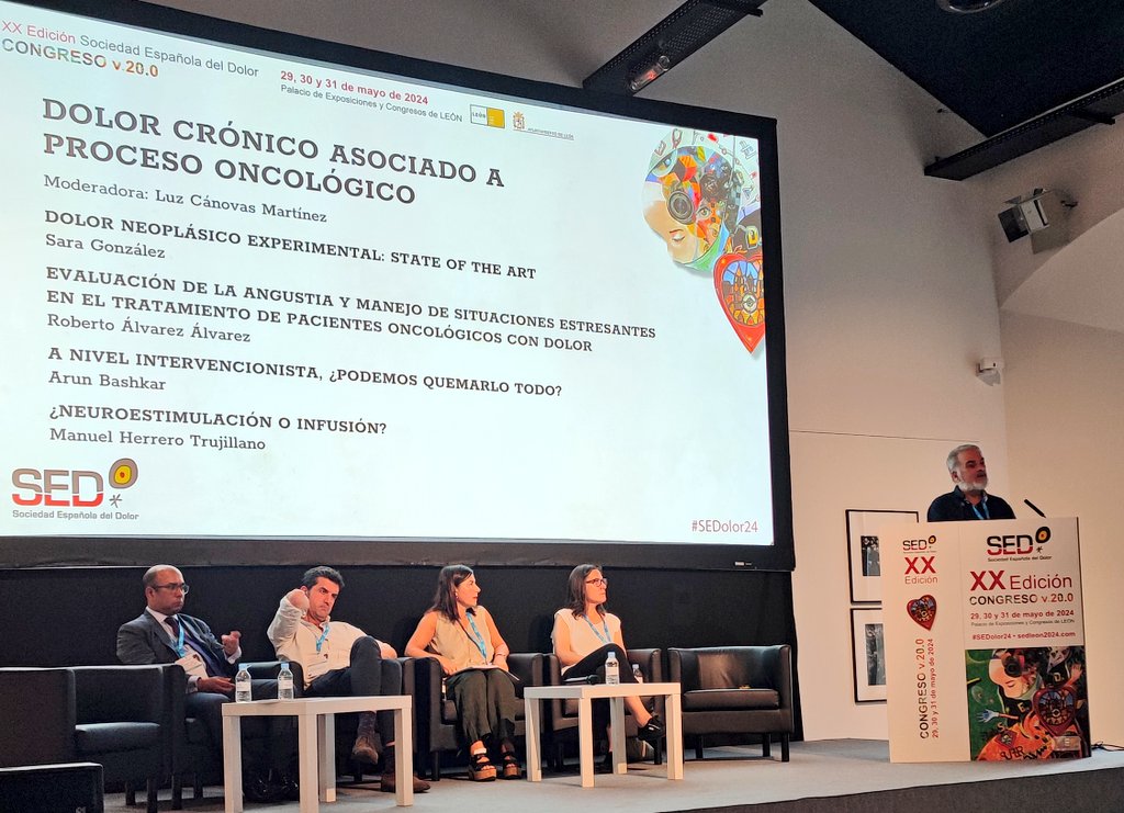 Dolor crónico asociado a dolor oncológico.
👉Intervención de Roberto Álvarez hablando de la evaluación de la angustia y el manejo de situaciones estresantes en el tratamiento del dolor oncológico. "Hay que sentarse al lado del paciente y preguntarle qué necesita, qué le preocupa,