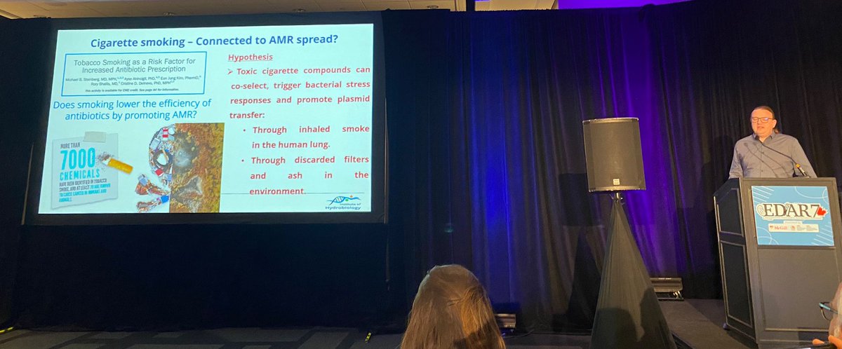 Had a great time presenting our work on the effects of cigarette smoke and filters on AMR at the #EDAR7 conference.

Special thanks to my PhD students <a href="/PeijuF/">Peiju Fang</a> and Diala Konyali for their amazing work on this topic.

Read more:
biorxiv.org/content/10.110…