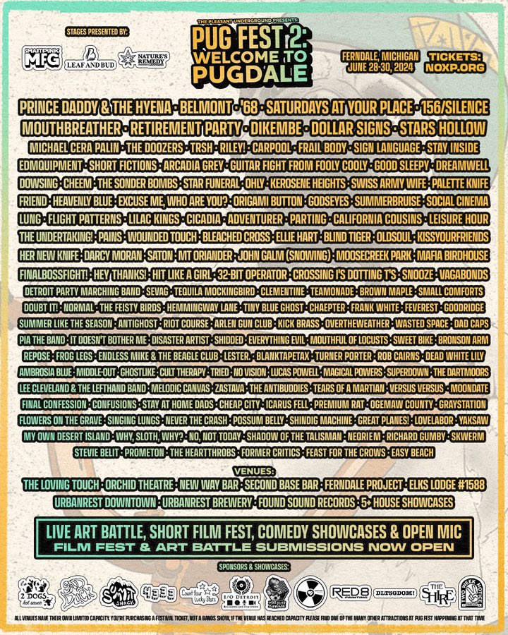 PUG FEST is ONE MONTH AWAY!!! Can’t wait to head out to Ferndale, MI soon, play this insane fest and see many friends!!! 💫💫🤩

<a href="/thepugdetroit/">The Pleasant Underground</a> 🖤

📷: Jennyfer Herrera