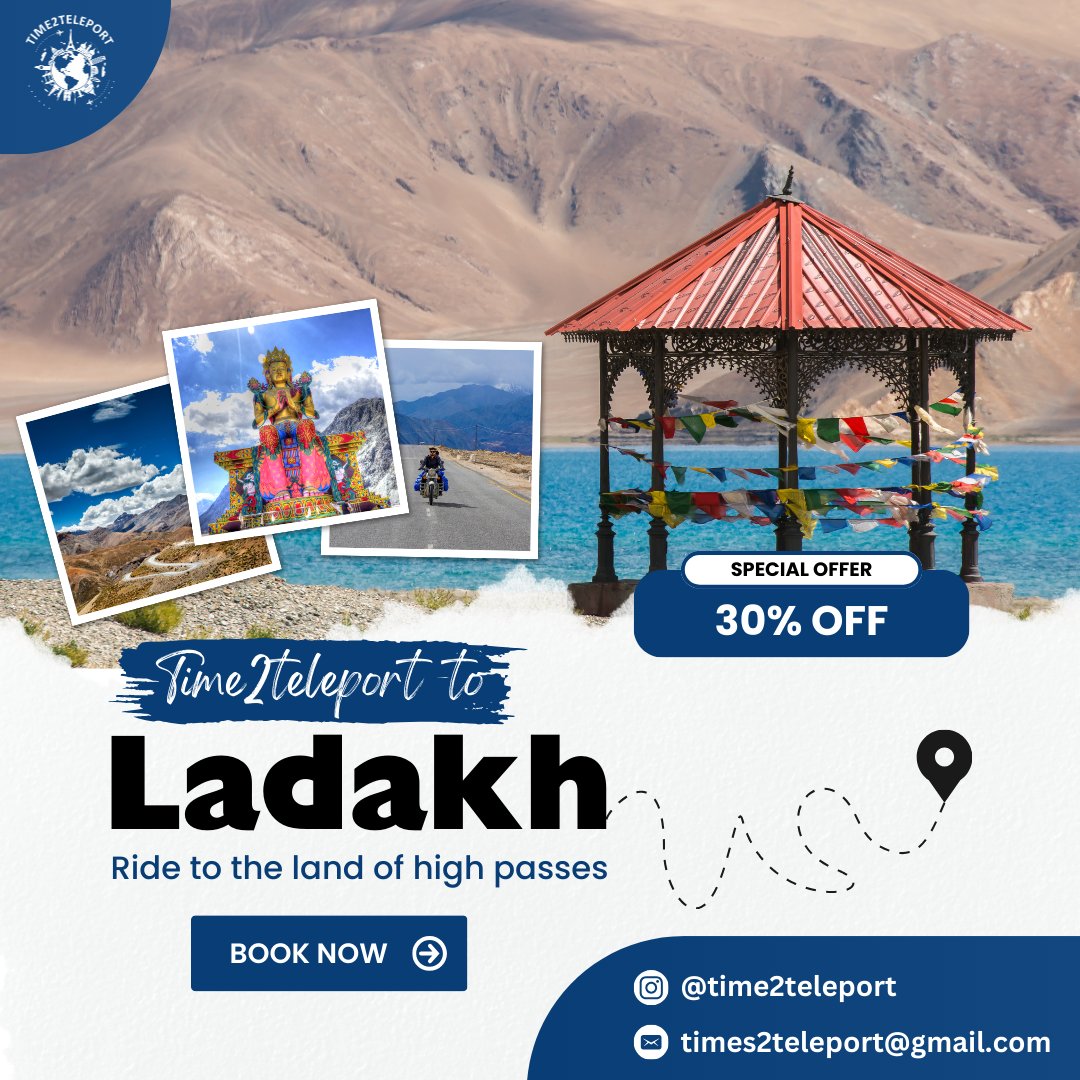 time2teleport's tweet photo. Time2teleport to Ladakh! 🏔️✨ Embark on an unforgettable adventure in the land of high passes. Book now and experience the magic!

Follow @time2teleport to Explore

#Time2Teleport #ExploreLadakh #BookNow #LadakhAdventure #TravelNow #VisitLadakh #LadakhTrip #TravelWithUs https://t.co/JnFaTjPqP8