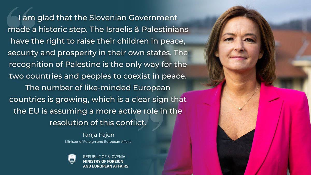 ⚡️🇸🇮🇵🇸 NEW: Slovenia officially recognizes the state of Palestine, becoming the 13th EU member to do so