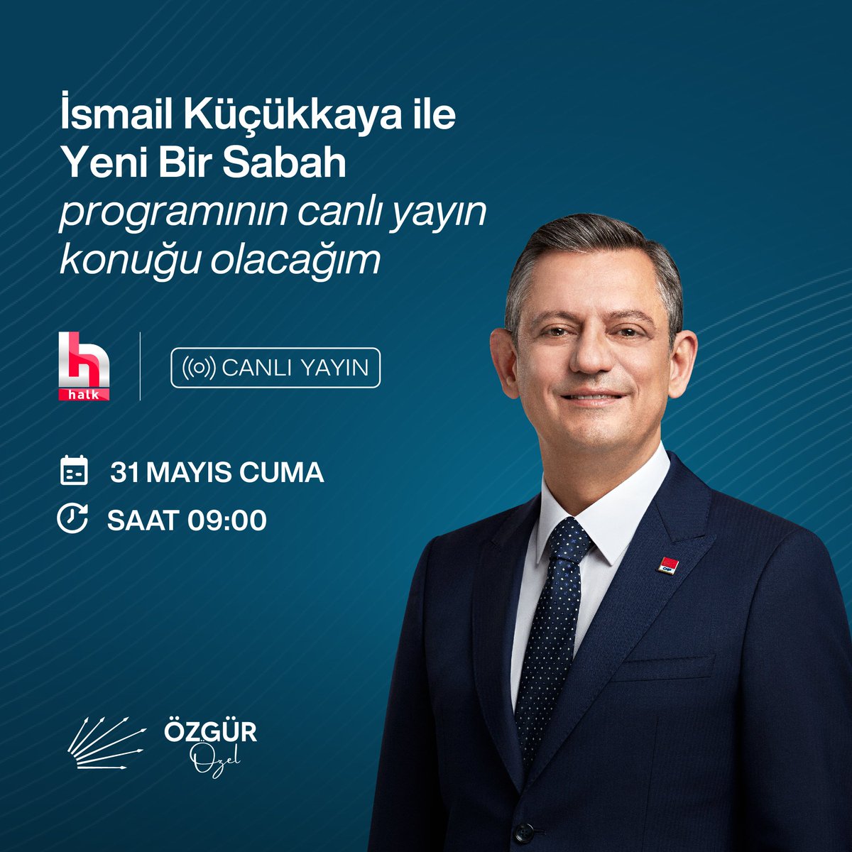 Yarın Halk TV'de İsmail Küçükkaya ile Yeni Bir Sabah programının canlı yayın konuğu olacağım. 🗓️ 31 Mayıs Cuma ⏰ 09.00
