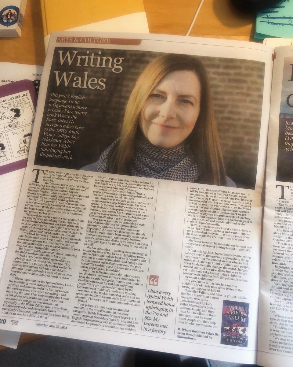 There's a whole page about me, Where the River Takes Us and other Parr-shaped writerly things in The Western Mail. Duw duw. @Books_Wales @WalesOnline 🏴󠁧󠁢󠁷󠁬󠁳󠁿