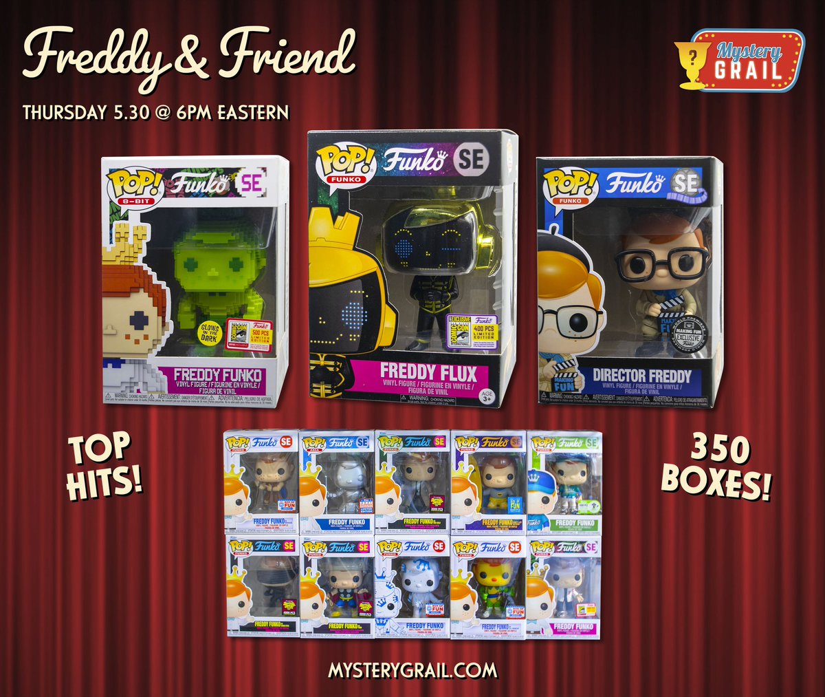 Freddy & Friend Mystery Grail Box is available now! #Ad #Funko #Collectibles . mysterygrail.com/collections/my… @7BucksAPop