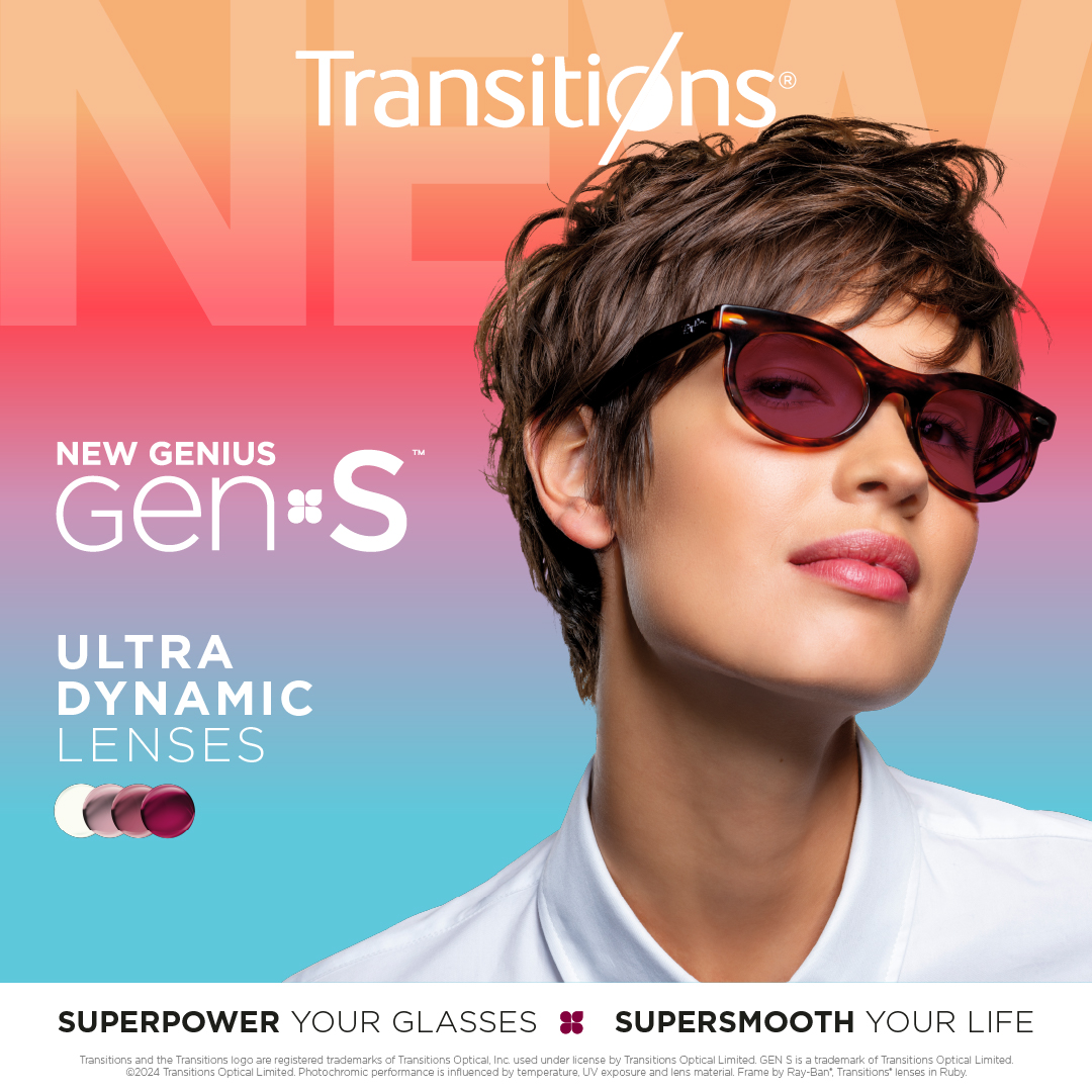 Available now in 8 vibrant colors, Transitions® GEN S™ sets a new standard for pushing the boundaries of traditional eyeglass lenses. What do you think of the new lens color option, Ruby?