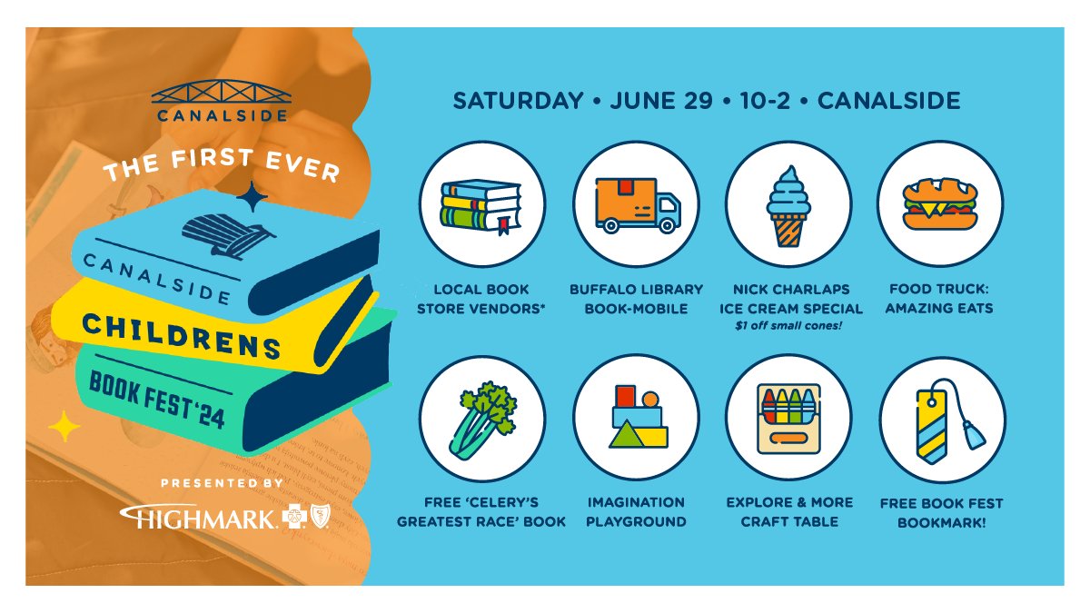 Calling all bookworms! Join us for Canalside's first annual Children's Book Festival presented by @BCBSWNY! 

Join us on Saturday, June 29th for a day of reading, crafts, activities, yoga, games, and free giveaways! 

More details and info here: buffalowaterfront.com/events/canalsi…