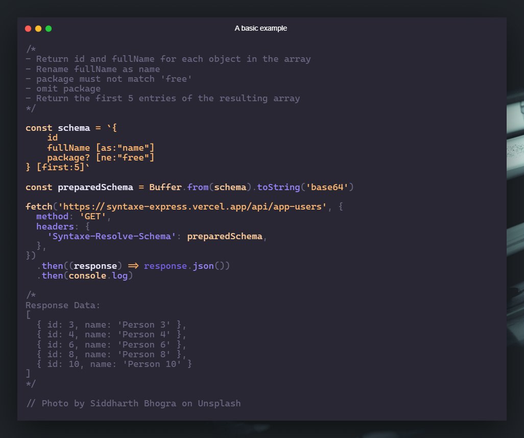theRealSyntaxe's tweet image. A basic query request that uses the [as] (Alias), [ne] (Not Equal), and ? (Omission) operators.

Return only the id and name of users who are not subscribed to a &apos;free&apos; package.

#nodejs #express #syntaxe #query